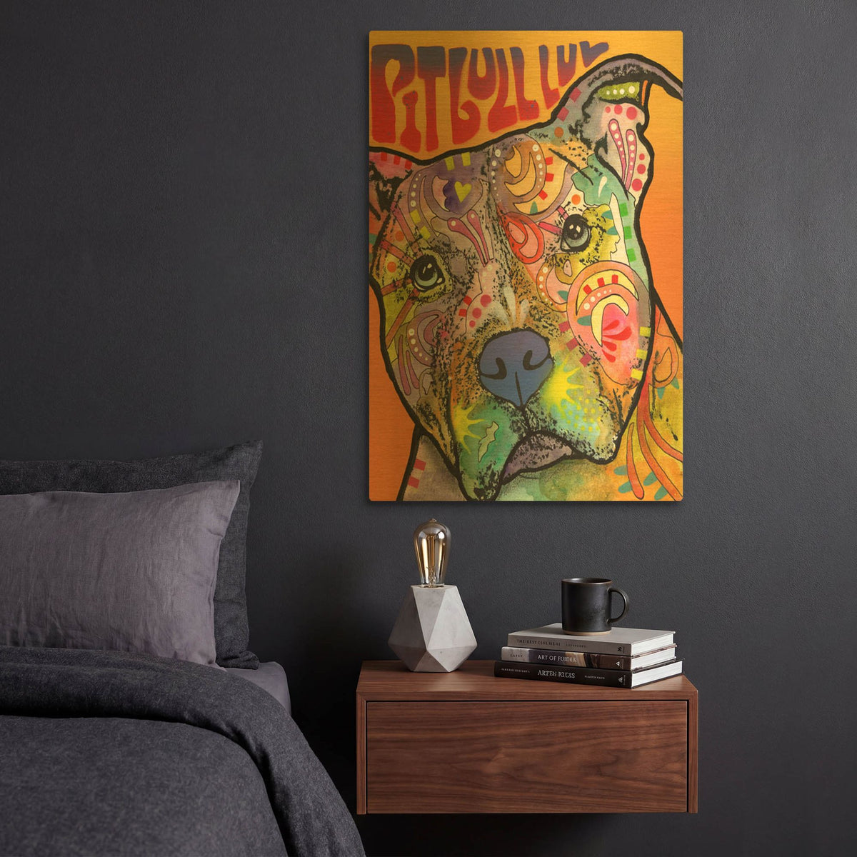 'Pit Bull Luv' By Dean Russo Gold Metal Wall Art