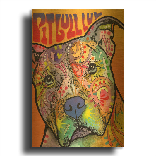 'Pit Bull Luv' By Dean Russo Gold Metal Wall Art