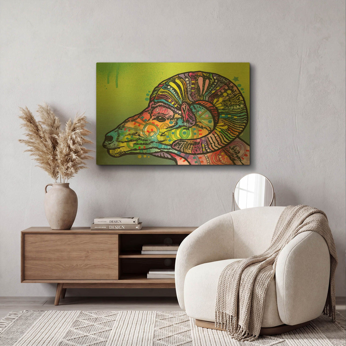 'Ram' By Dean Russo Gold Metal Wall Art