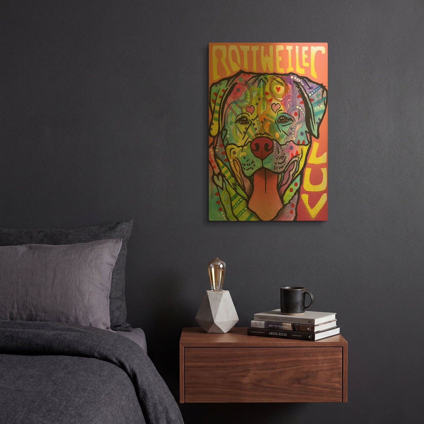 'Rottweiler Luv' By Dean Russo Gold Metal Wall Art