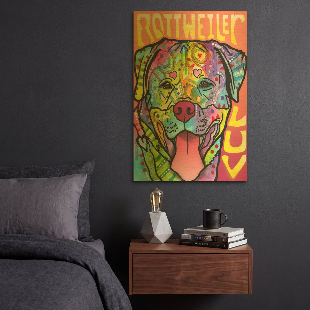 'Rottweiler Luv' By Dean Russo Gold Metal Wall Art