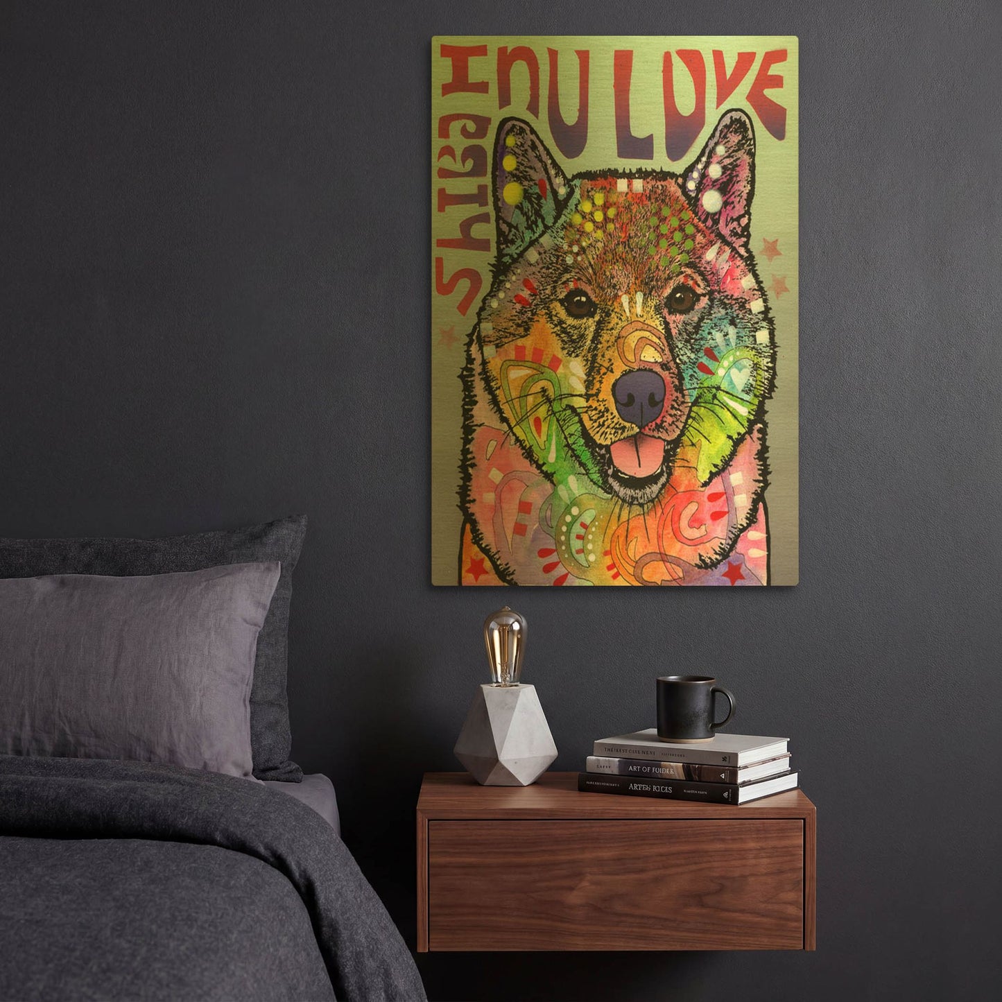 'Shiba Inu Luv' By Dean Russo Gold Metal Wall Art