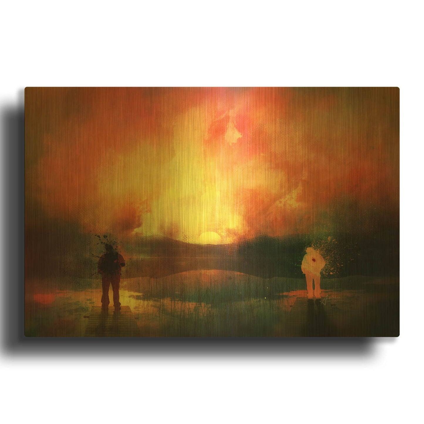 'Roads' By Mario Sanchez Nevado Gold Metal Wall Art