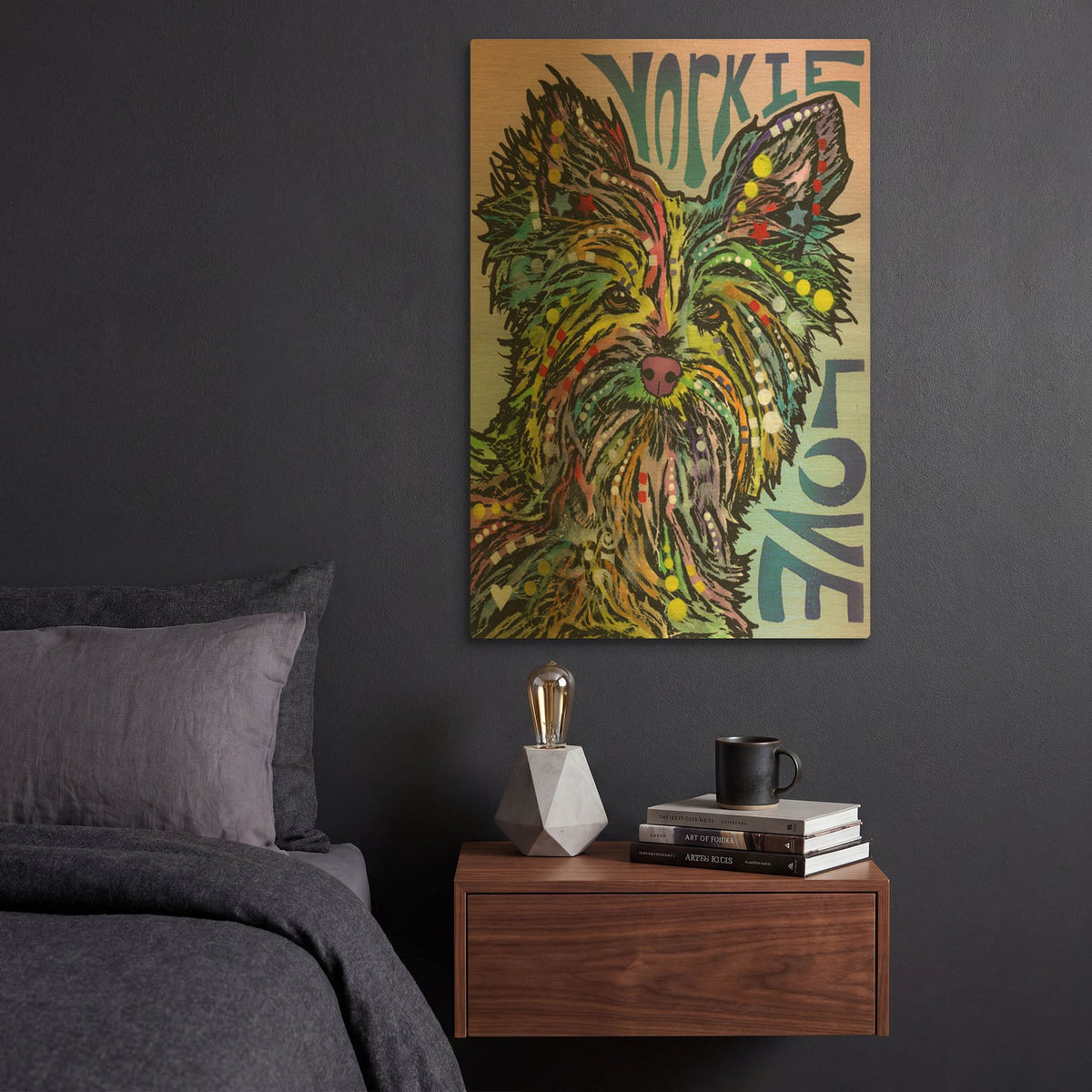 'Yorkie Luv' By Dean Russo Gold Metal Wall Art