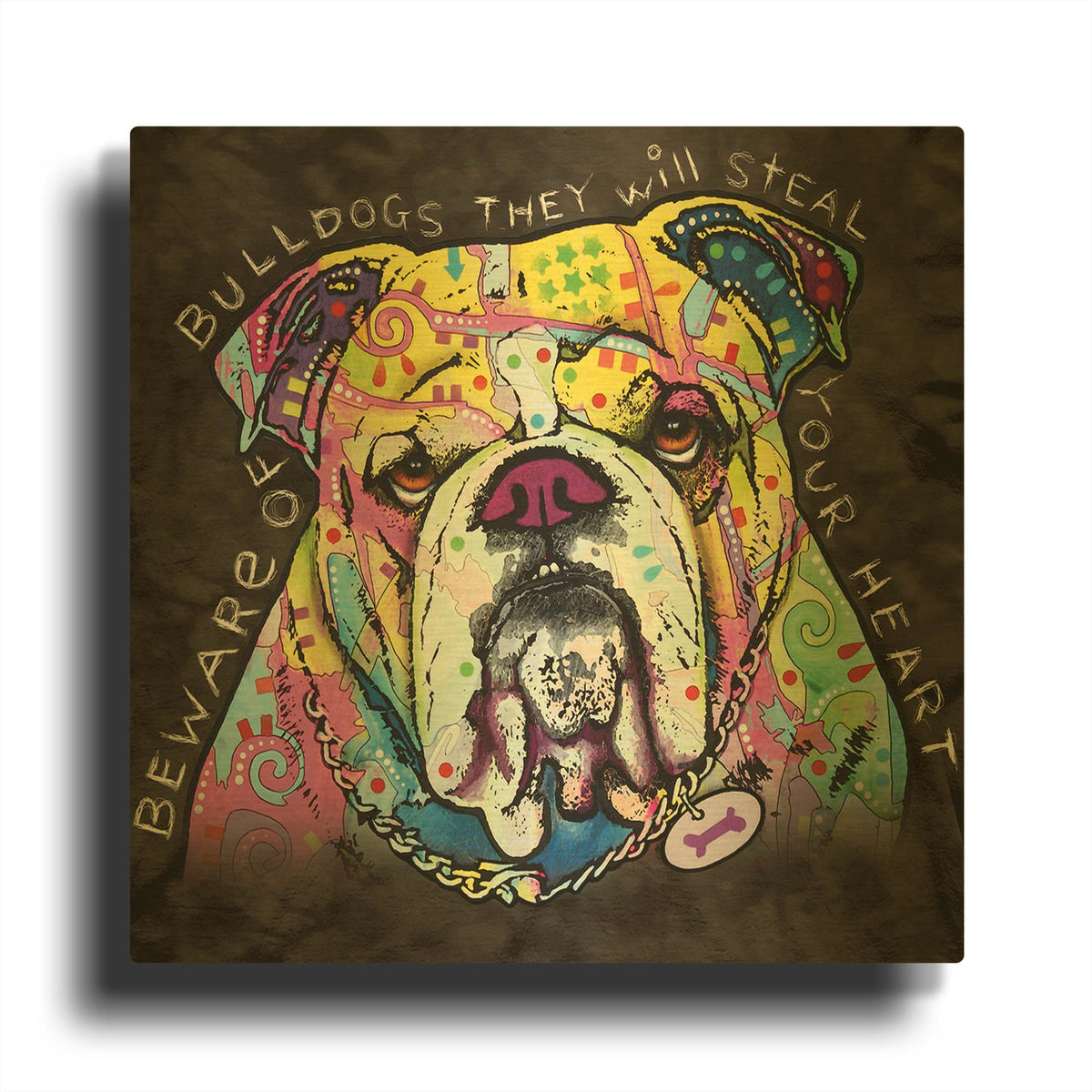 'Bulldog Heart' By Dean Russo Gold Metal Wall Art