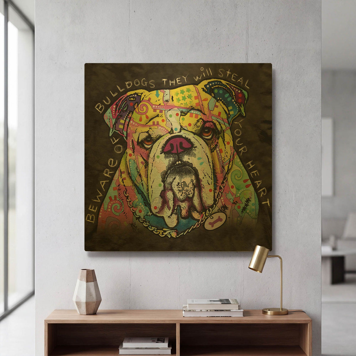 'Bulldog Heart' By Dean Russo Gold Metal Wall Art