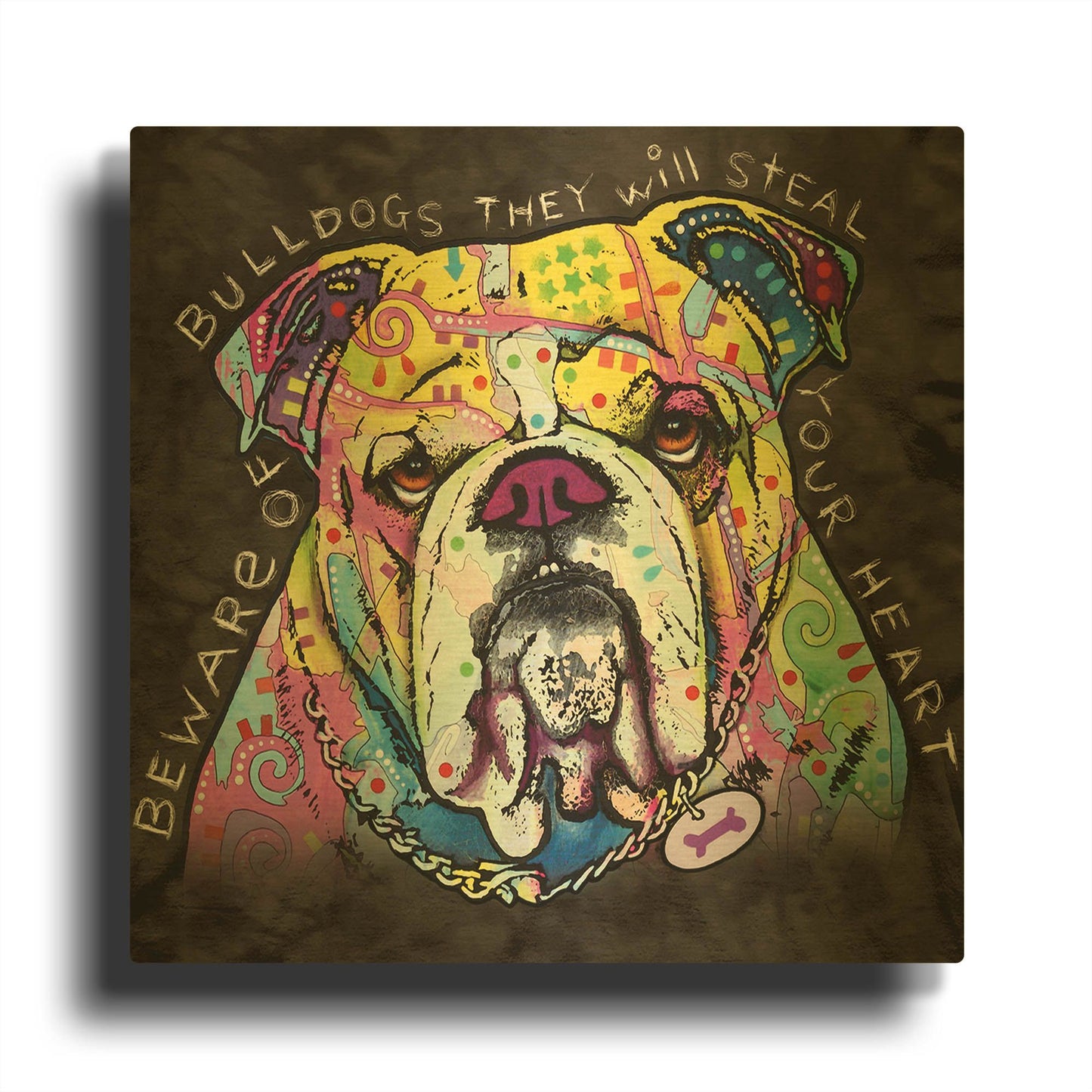 'Bulldog Heart' By Dean Russo Gold Metal Wall Art