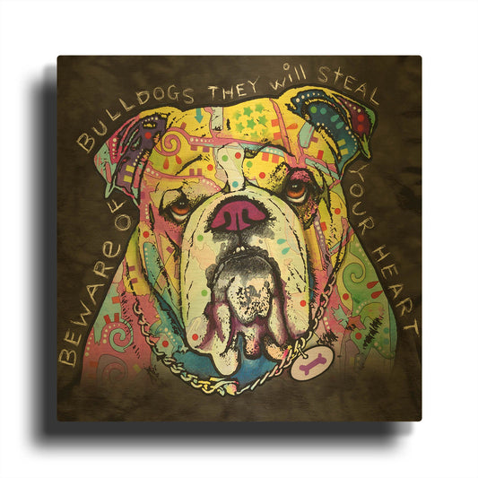 'Bulldog Heart' By Dean Russo Gold Metal Wall Art