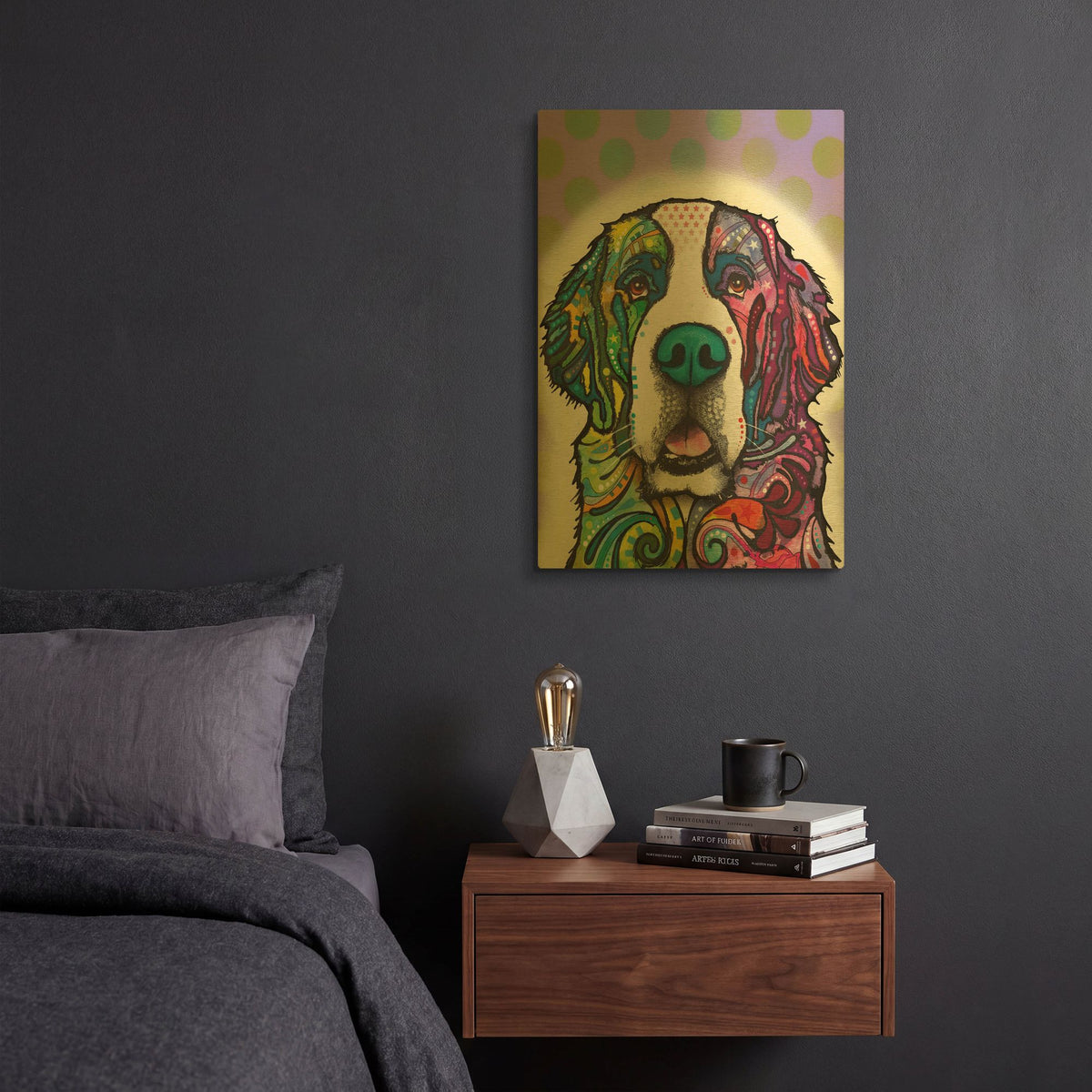 'Saint Bernard' By Dean Russo Gold Metal Wall Art