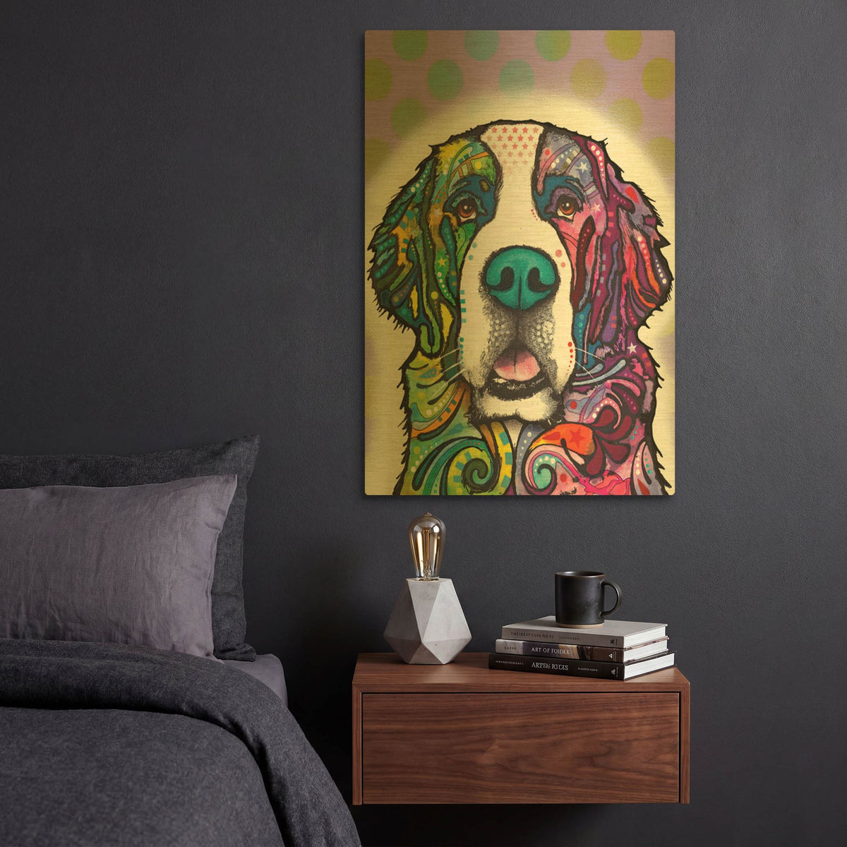 'Saint Bernard' By Dean Russo Gold Metal Wall Art