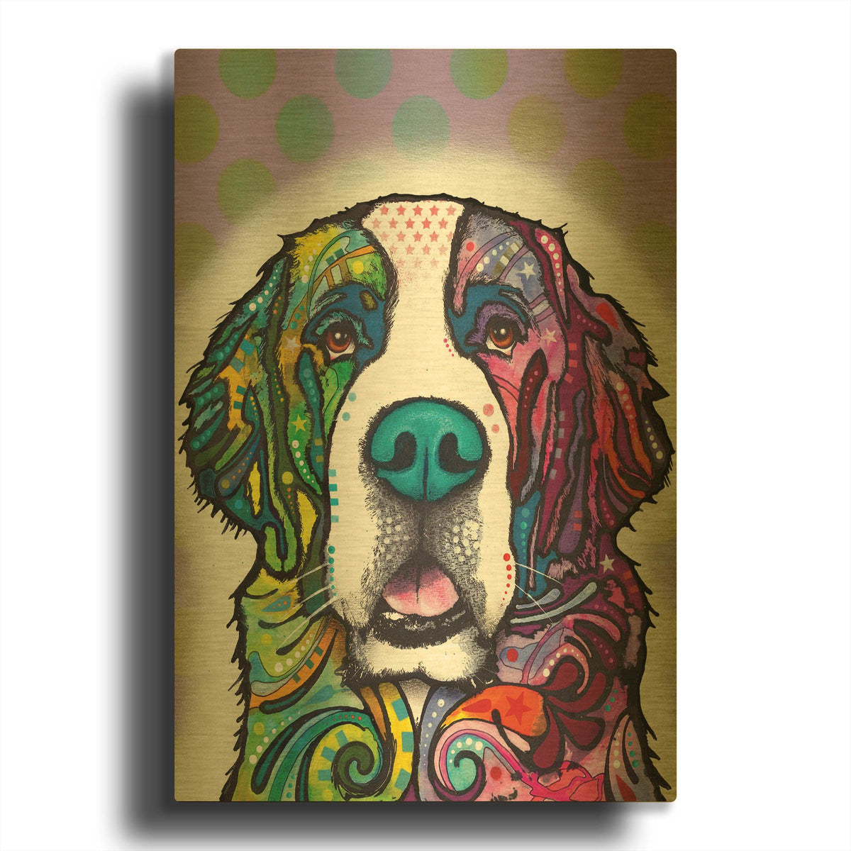 'Saint Bernard' By Dean Russo Gold Metal Wall Art
