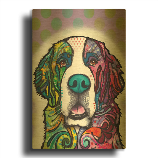 'Saint Bernard' By Dean Russo Gold Metal Wall Art