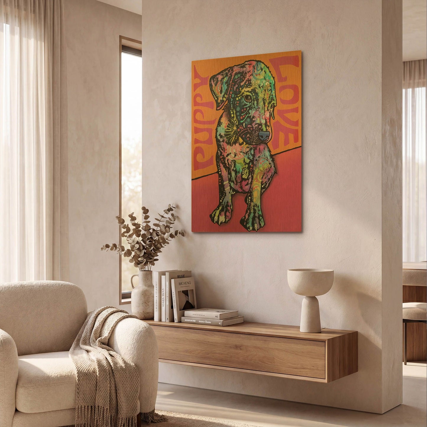 'Puppy Love' By Dean Russo Gold Metal Wall Art
