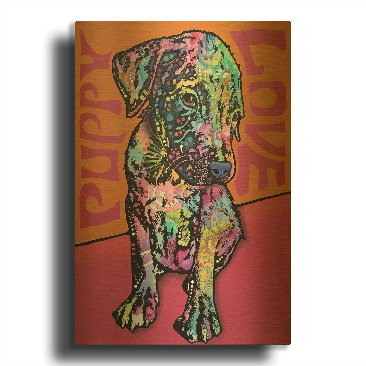 'Puppy Love' By Dean Russo Gold Metal Wall Art