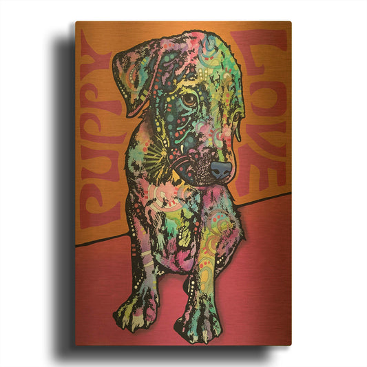 'Puppy Love' By Dean Russo Gold Metal Wall Art