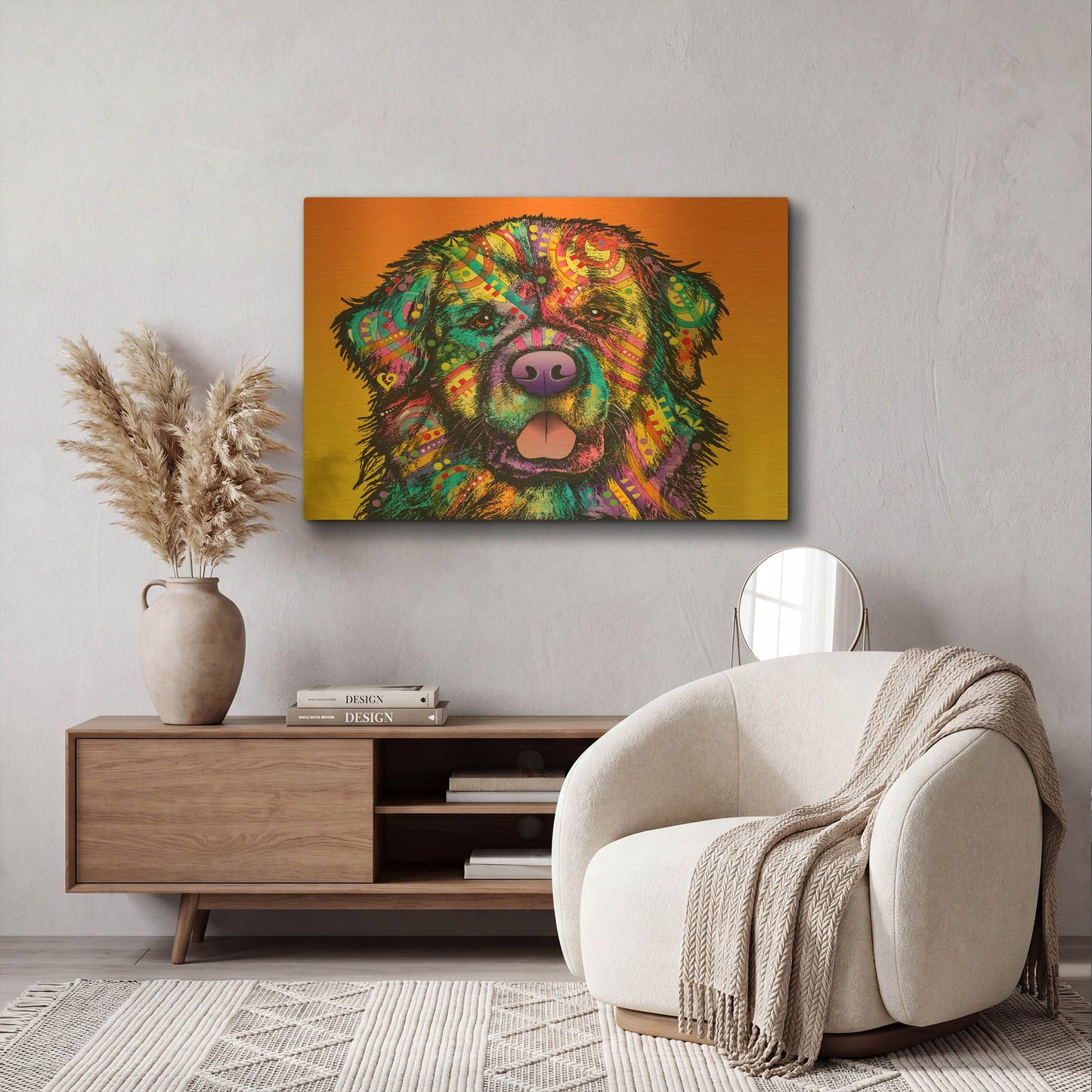 'Newfie' By Dean Russo Gold Metal Wall Art