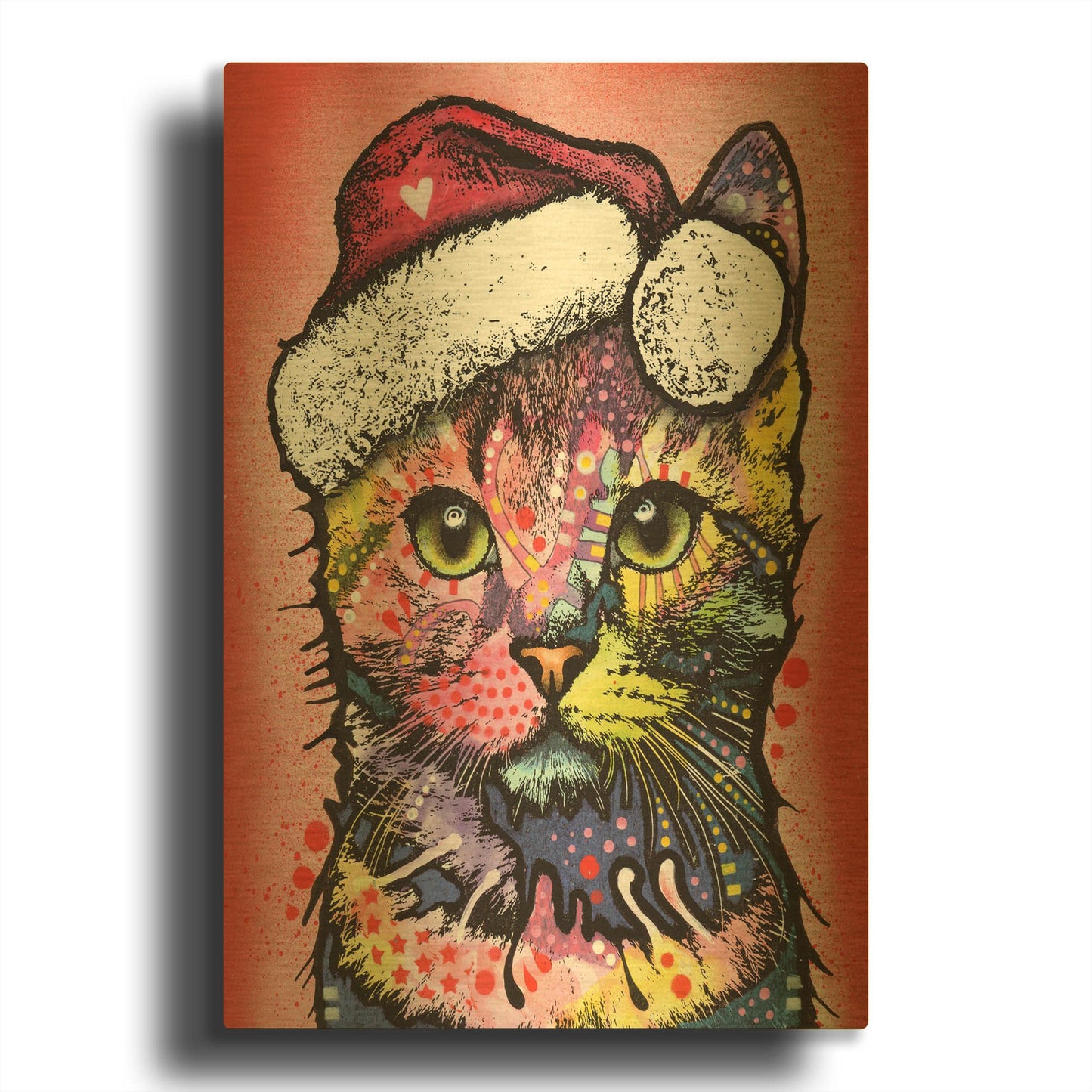 'Christmas Cat' By Dean Russo Gold Metal Wall Art