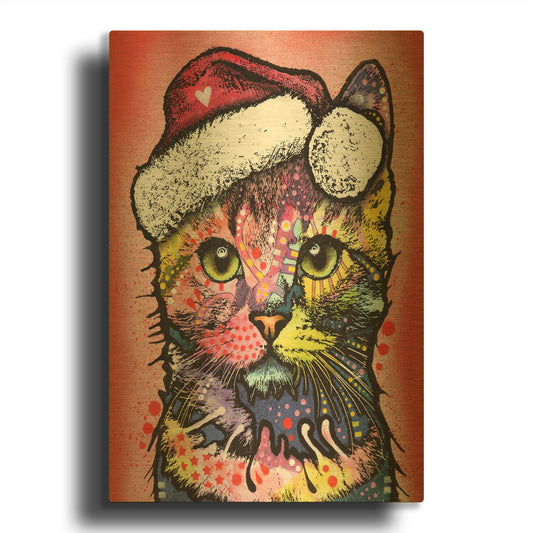 'Christmas Cat' By Dean Russo Gold Metal Wall Art