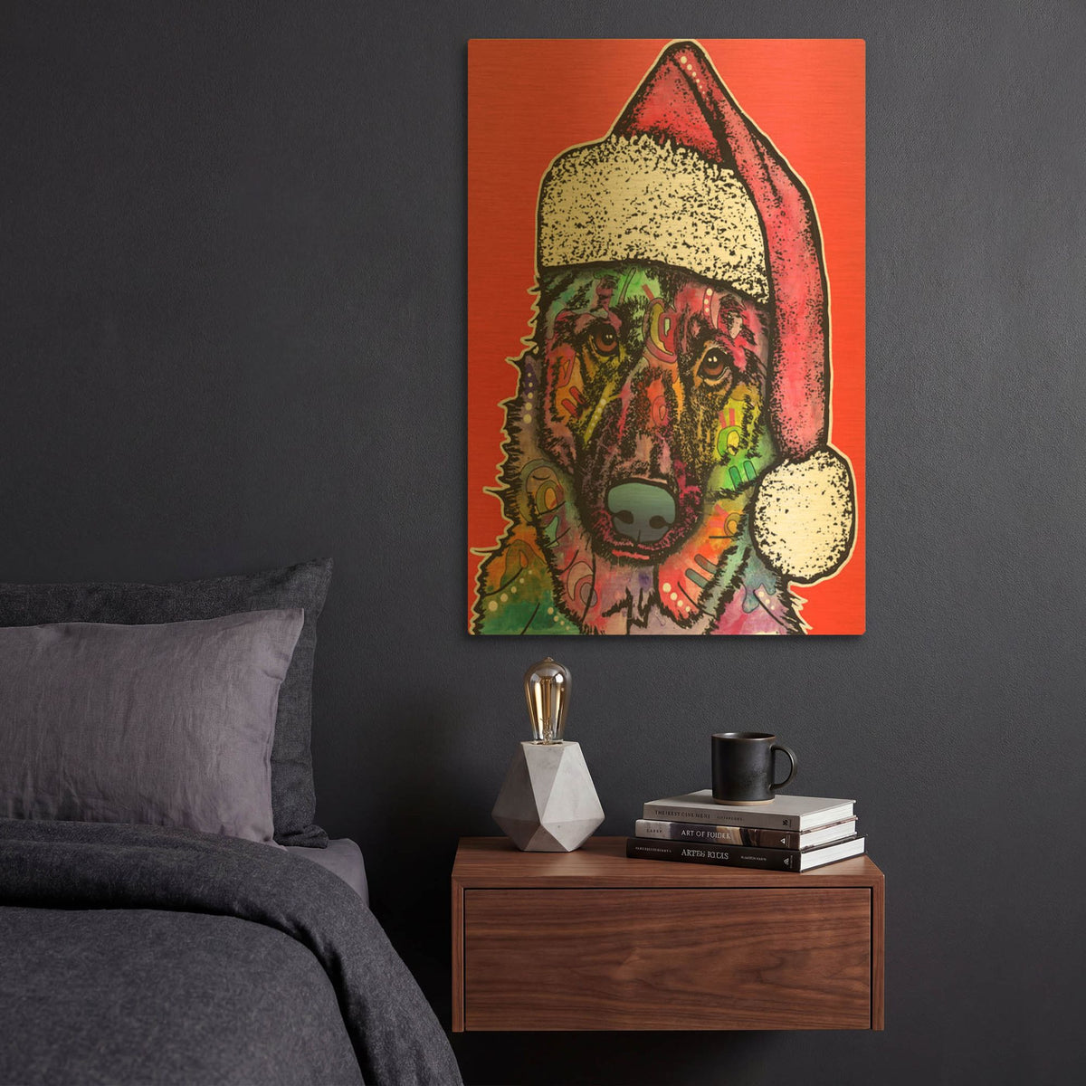'Christmas Dog' By Dean Russo Gold Metal Wall Art