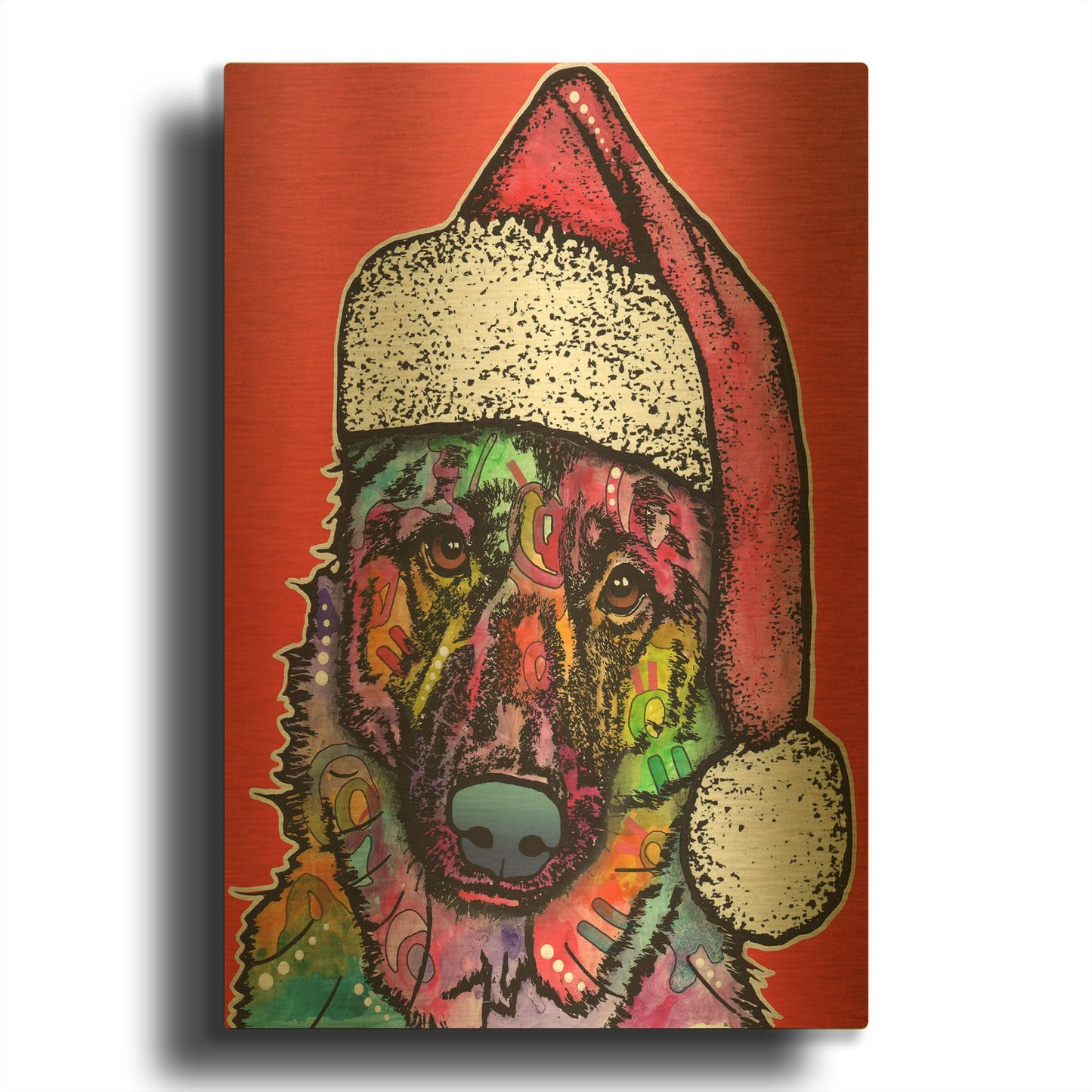 'Christmas Dog' By Dean Russo Gold Metal Wall Art