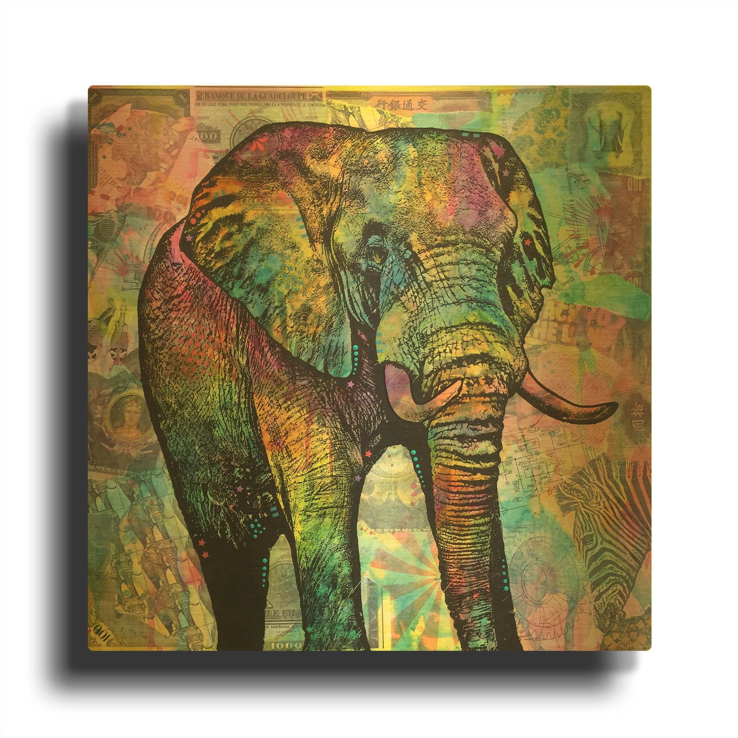 'Elephant Torn' By Dean Russo Gold Metal Wall Art