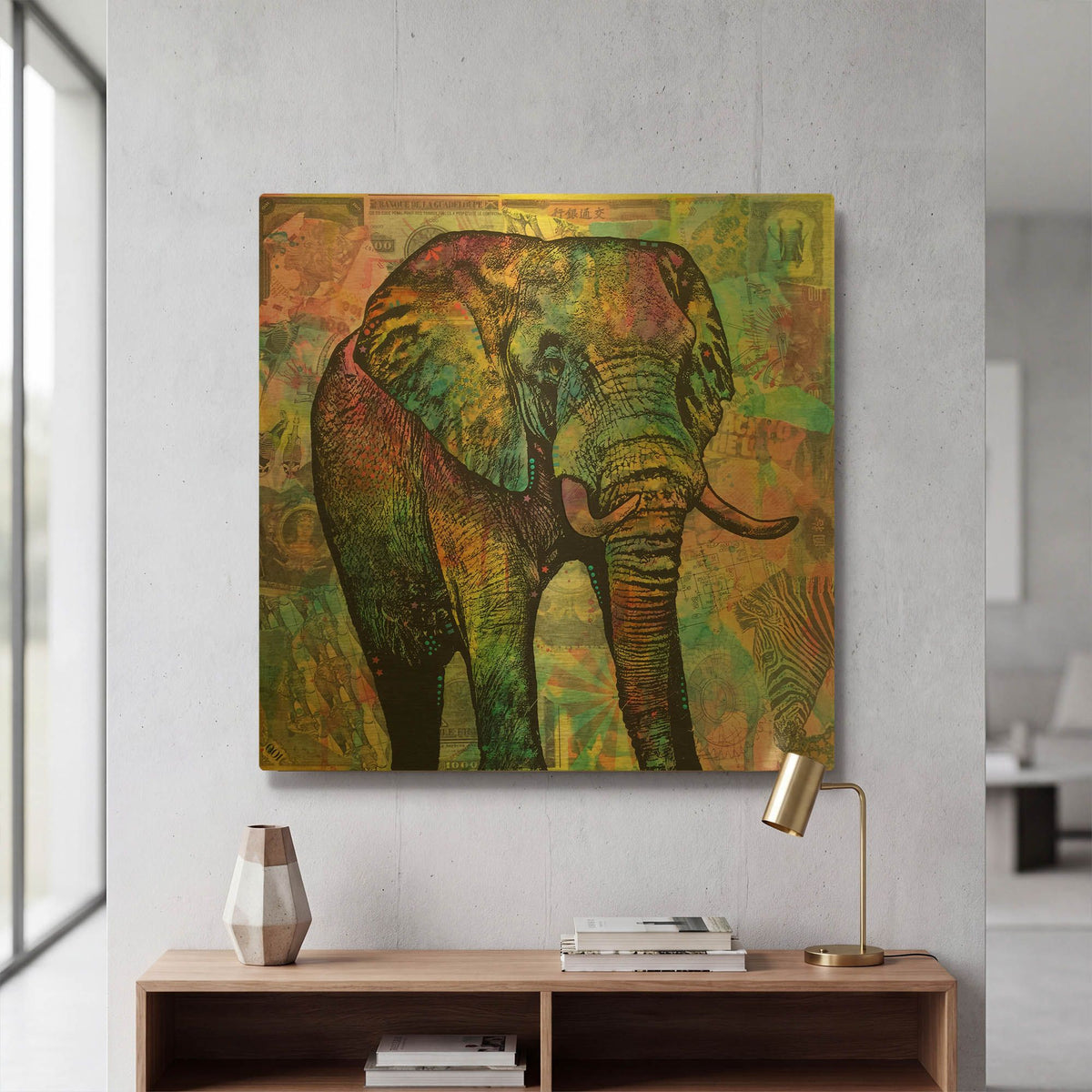 'Elephant Torn' By Dean Russo Gold Metal Wall Art
