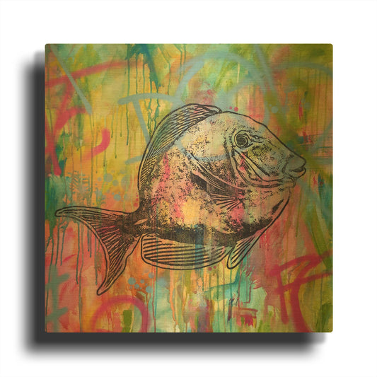 'Fishy Spray' By Dean Russo Gold Metal Wall Art