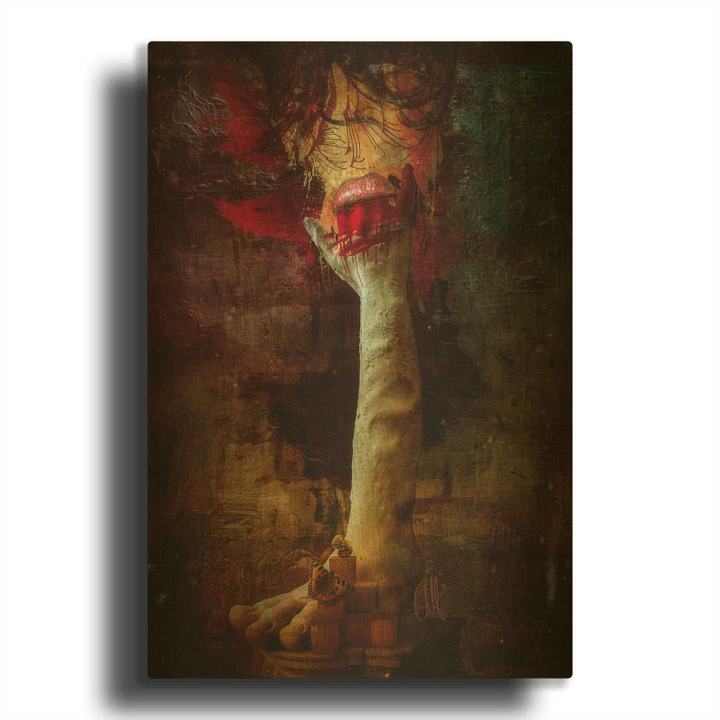 'Taste Of Blood' By Mario Sanchez Nevado Gold Metal Wall Art