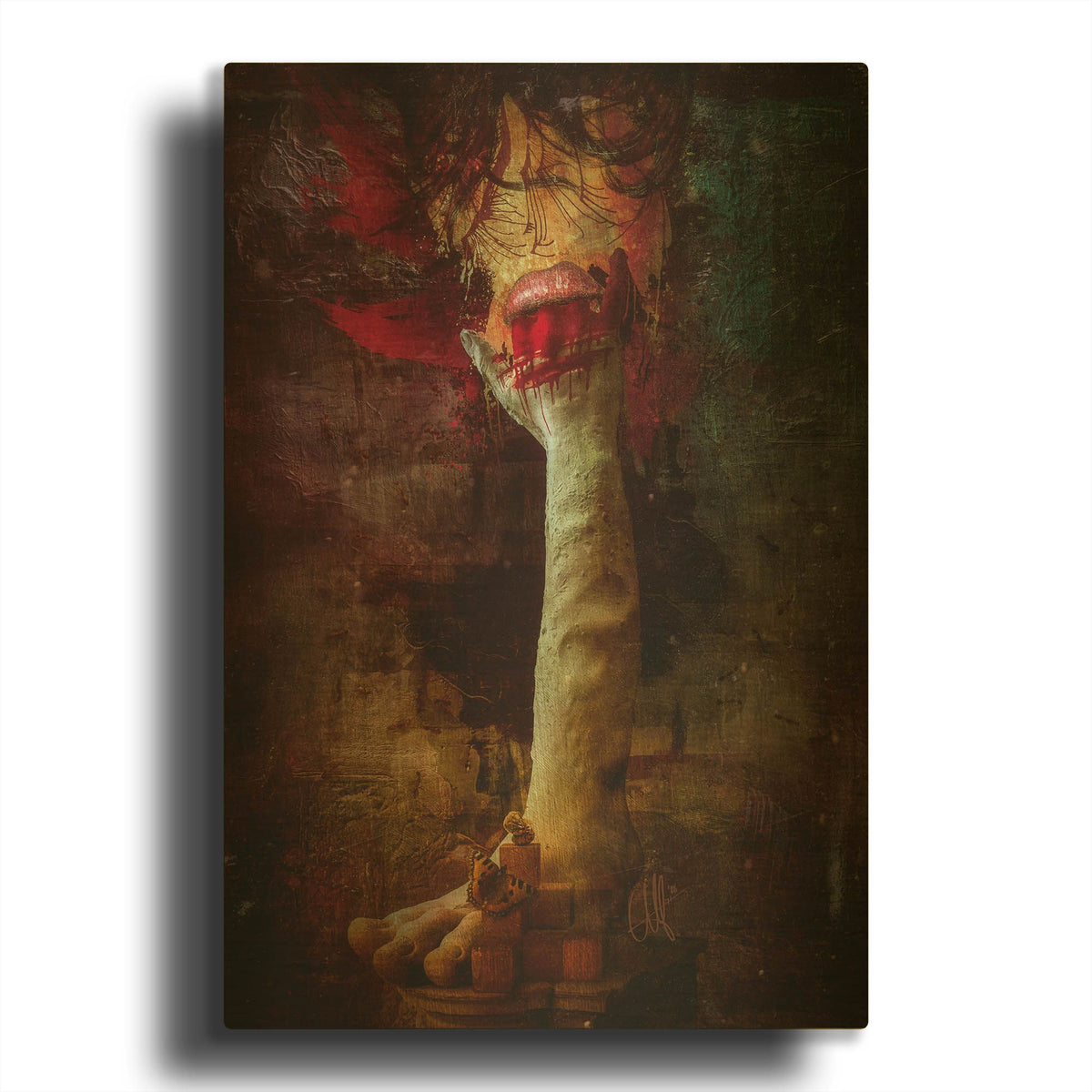 'Taste Of Blood' By Mario Sanchez Nevado Gold Metal Wall Art