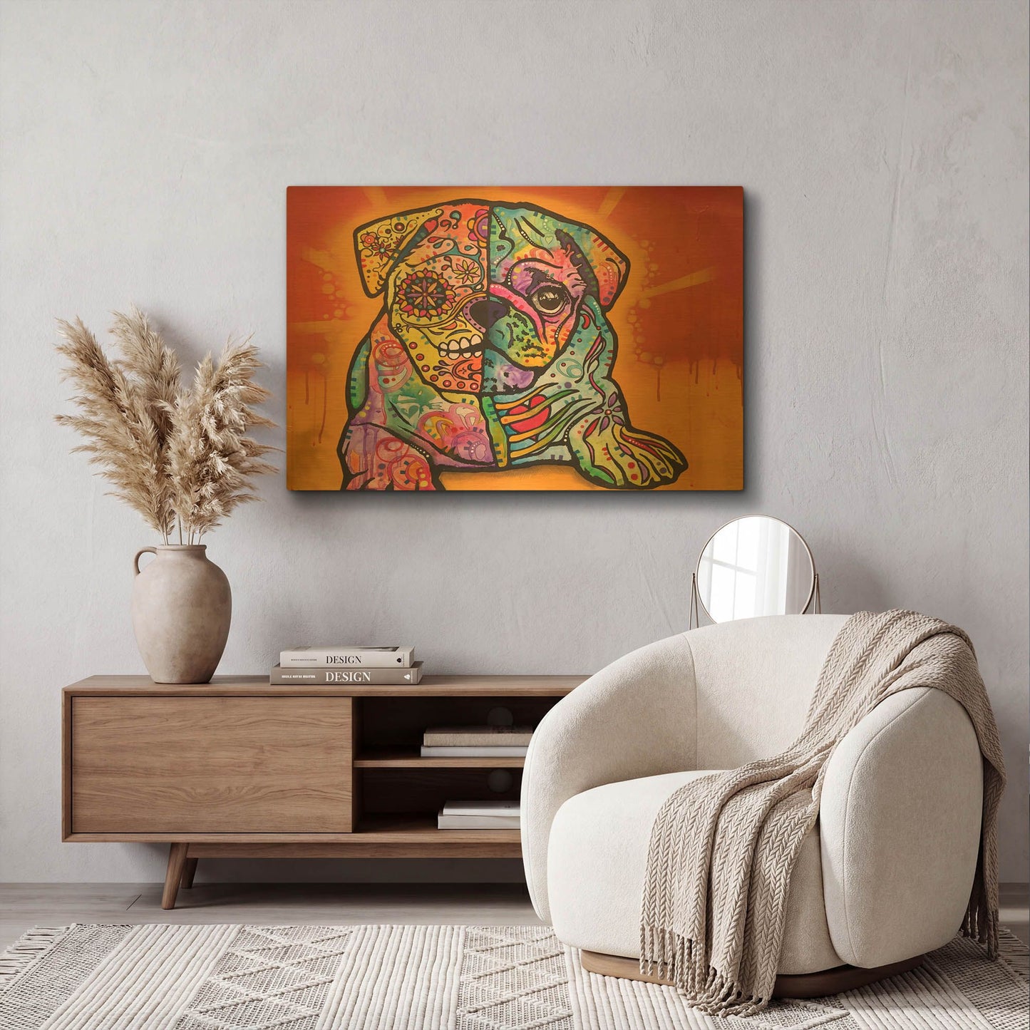'Sugar Pug' By Dean Russo Gold Metal Wall Art