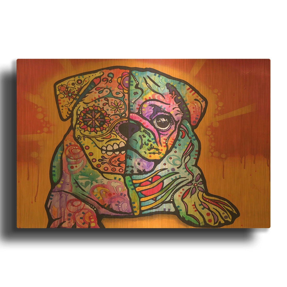 'Sugar Pug' By Dean Russo Gold Metal Wall Art