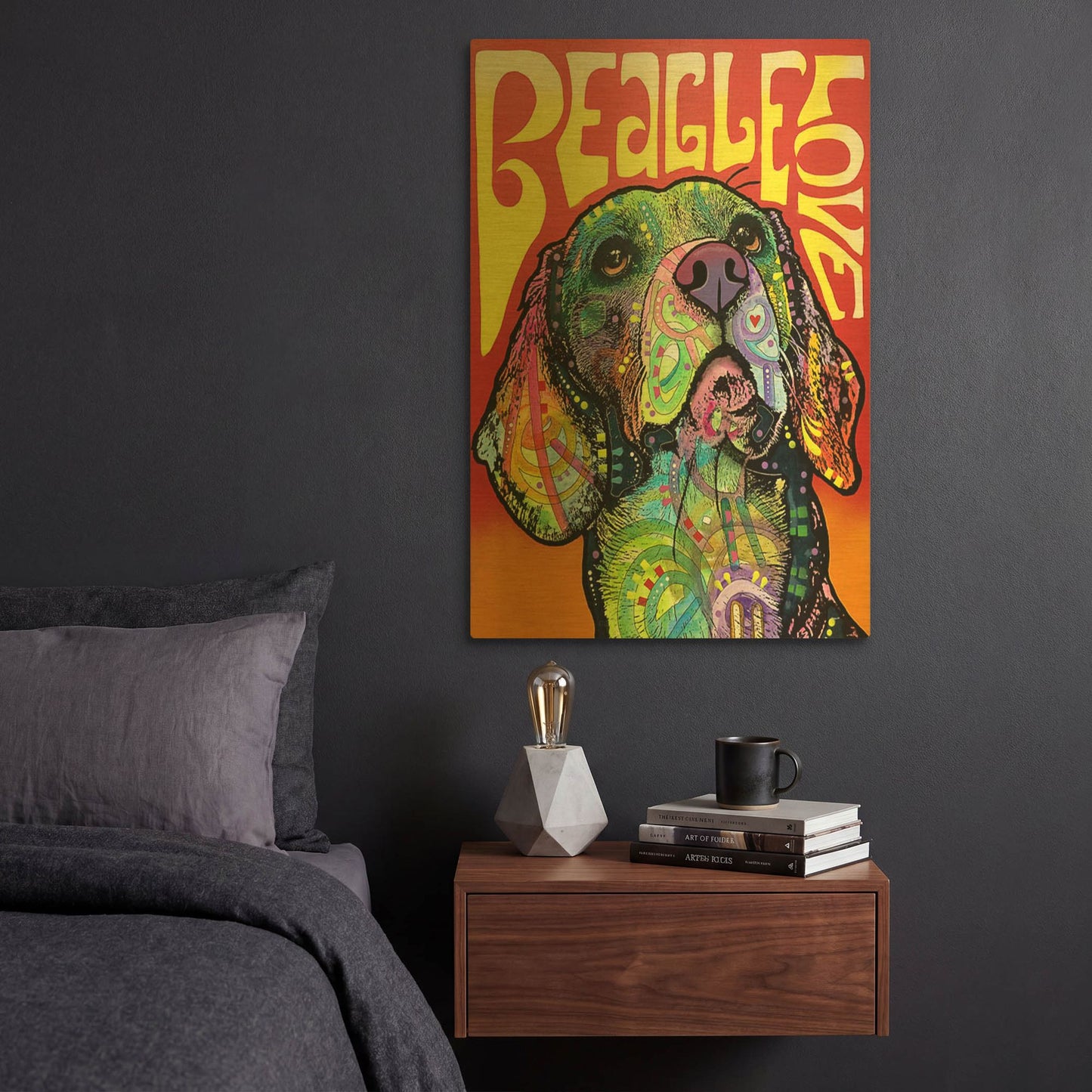 'Beagle Love' By Dean Russo Gold Metal Wall Art