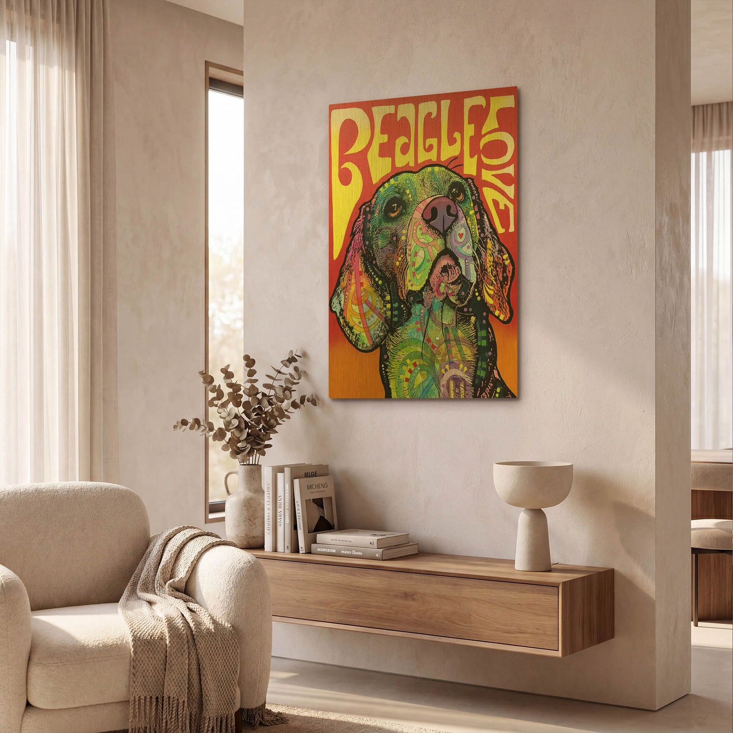 'Beagle Love' By Dean Russo Gold Metal Wall Art