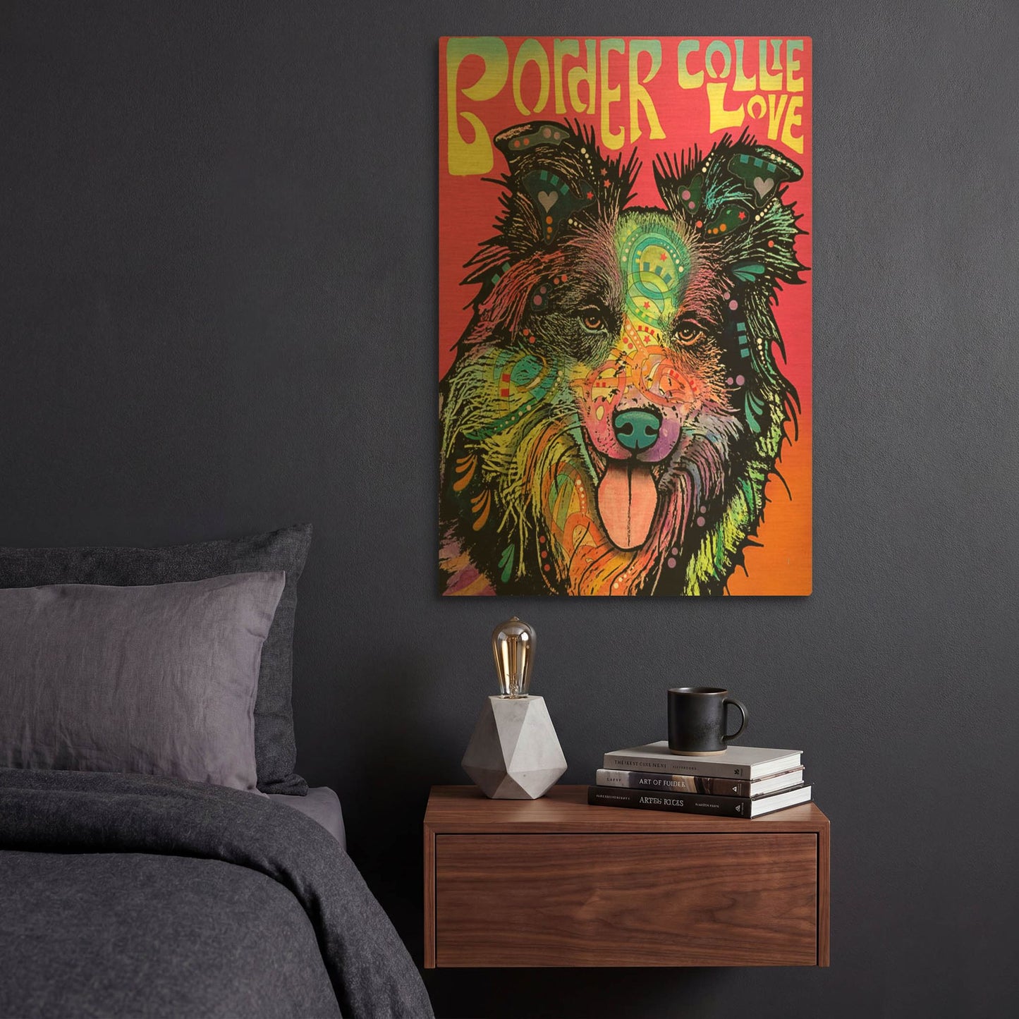 'Border Collie Luv' By Dean Russo Gold Metal Wall Art