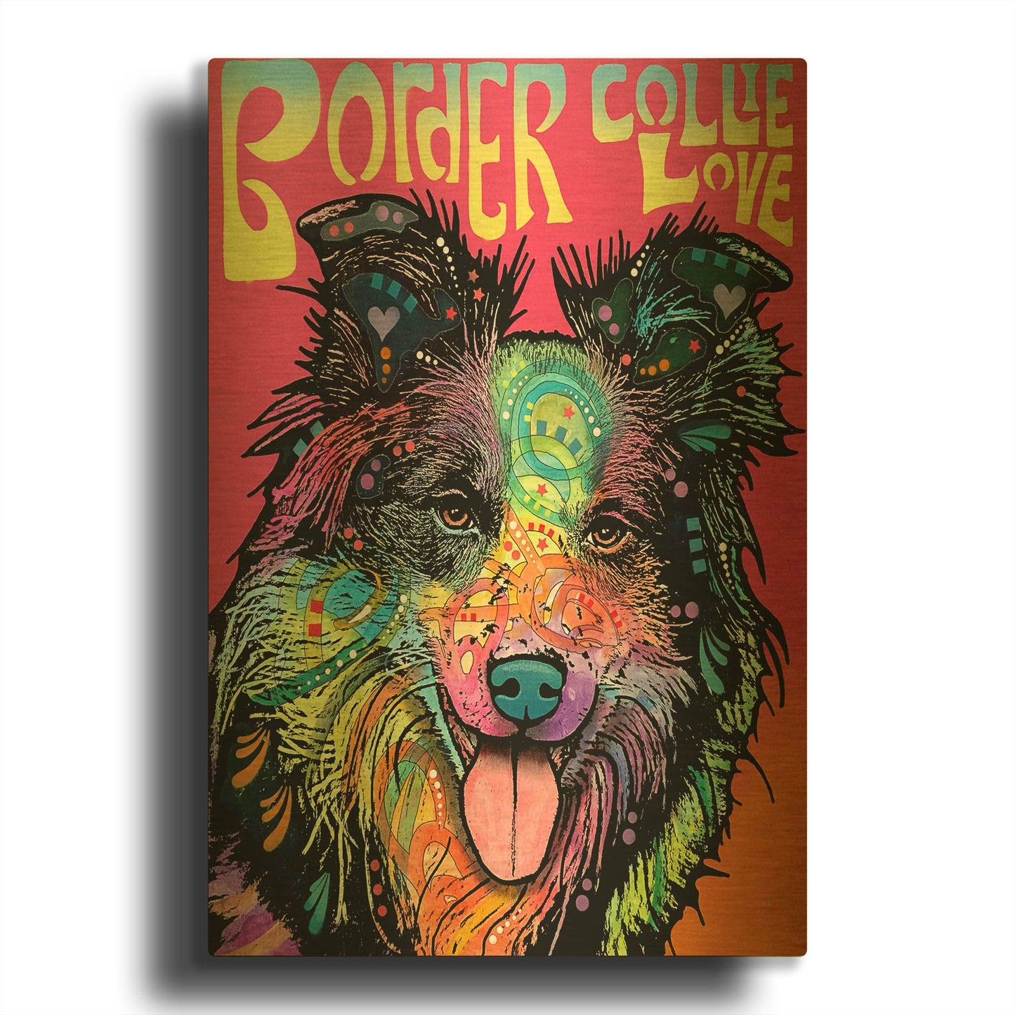 'Border Collie Luv' By Dean Russo Gold Metal Wall Art