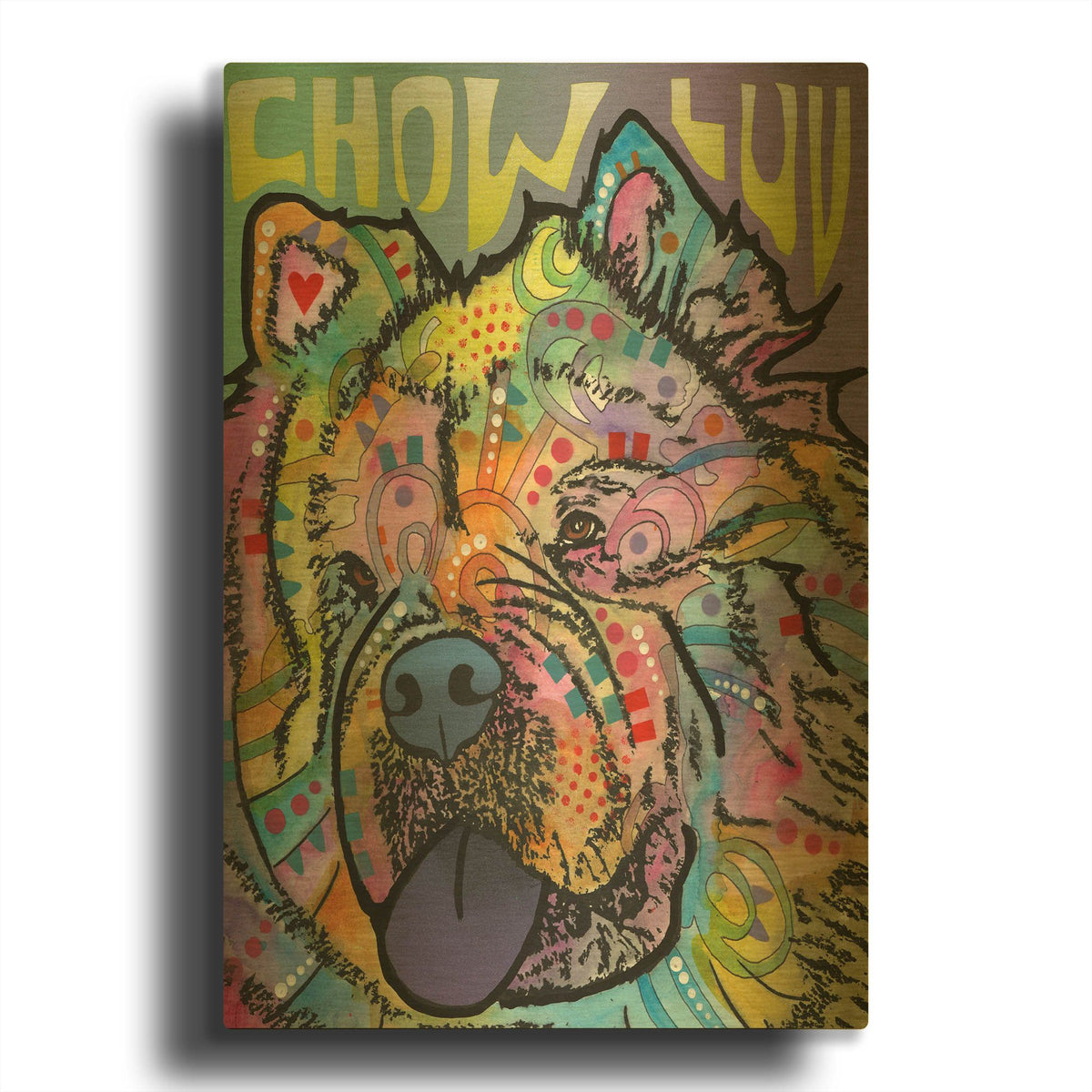 'Chow Love' By Dean Russo Gold Metal Wall Art
