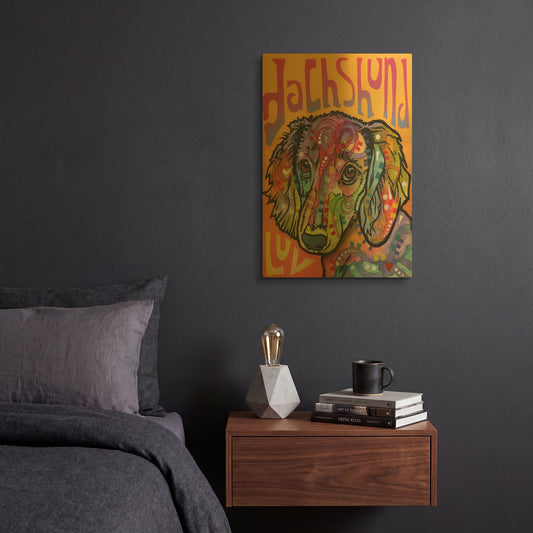'Dachshund Love' By Dean Russo Gold Metal Wall Art