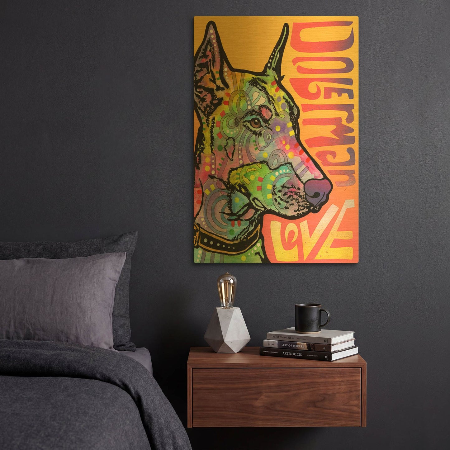 'Doberman Luv' By Dean Russo Gold Metal Wall Art