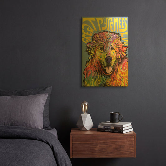 'Great Pyrenees' By Dean Russo Gold Metal Wall Art
