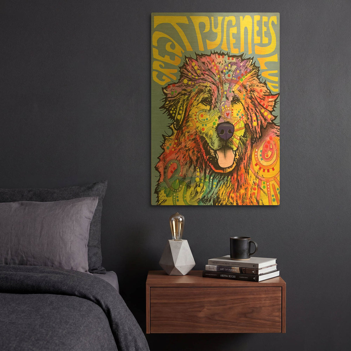 'Great Pyrenees' By Dean Russo Gold Metal Wall Art