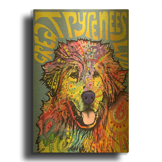 'Great Pyrenees' By Dean Russo Gold Metal Wall Art
