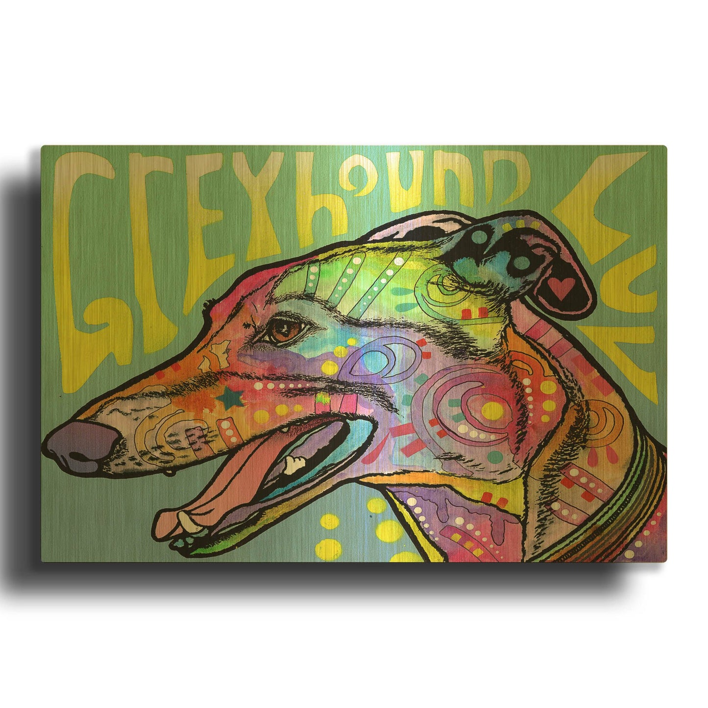 'Greyhound Luv' By Dean Russo Gold Metal Wall Art