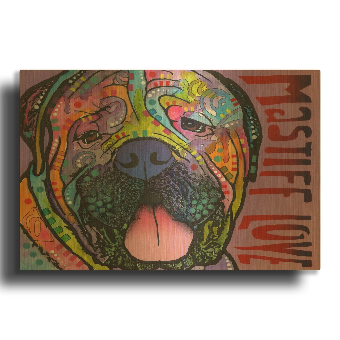 'Mastiff Love' By Dean Russo Gold Metal Wall Art