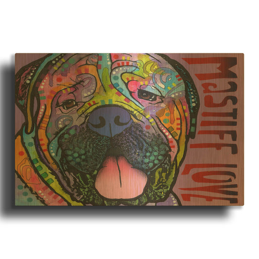 'Mastiff Love' By Dean Russo Gold Metal Wall Art