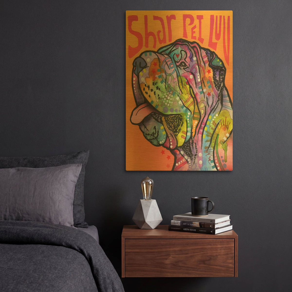 'Shar Pei Love' By Dean Russo Gold Metal Wall Art