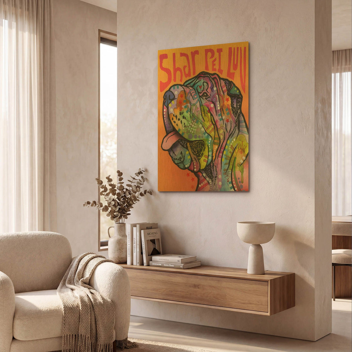 'Shar Pei Love' By Dean Russo Gold Metal Wall Art
