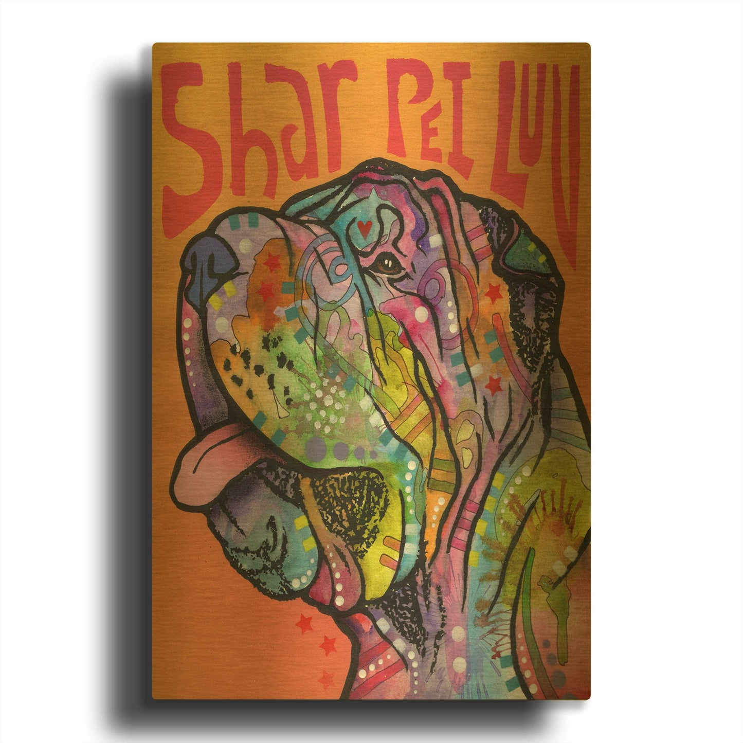'Shar Pei Love' By Dean Russo Gold Metal Wall Art