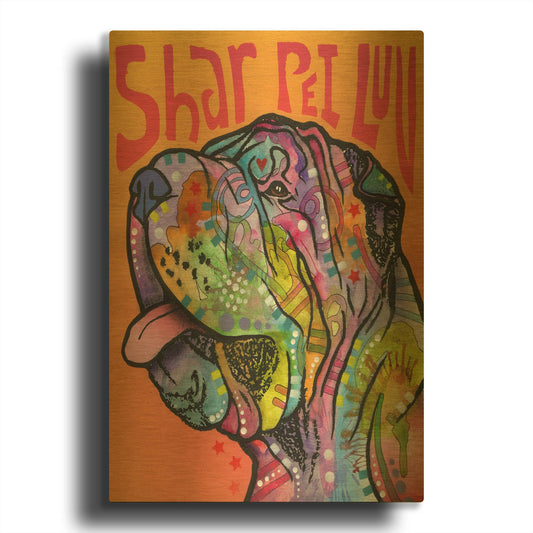 'Shar Pei Love' By Dean Russo Gold Metal Wall Art