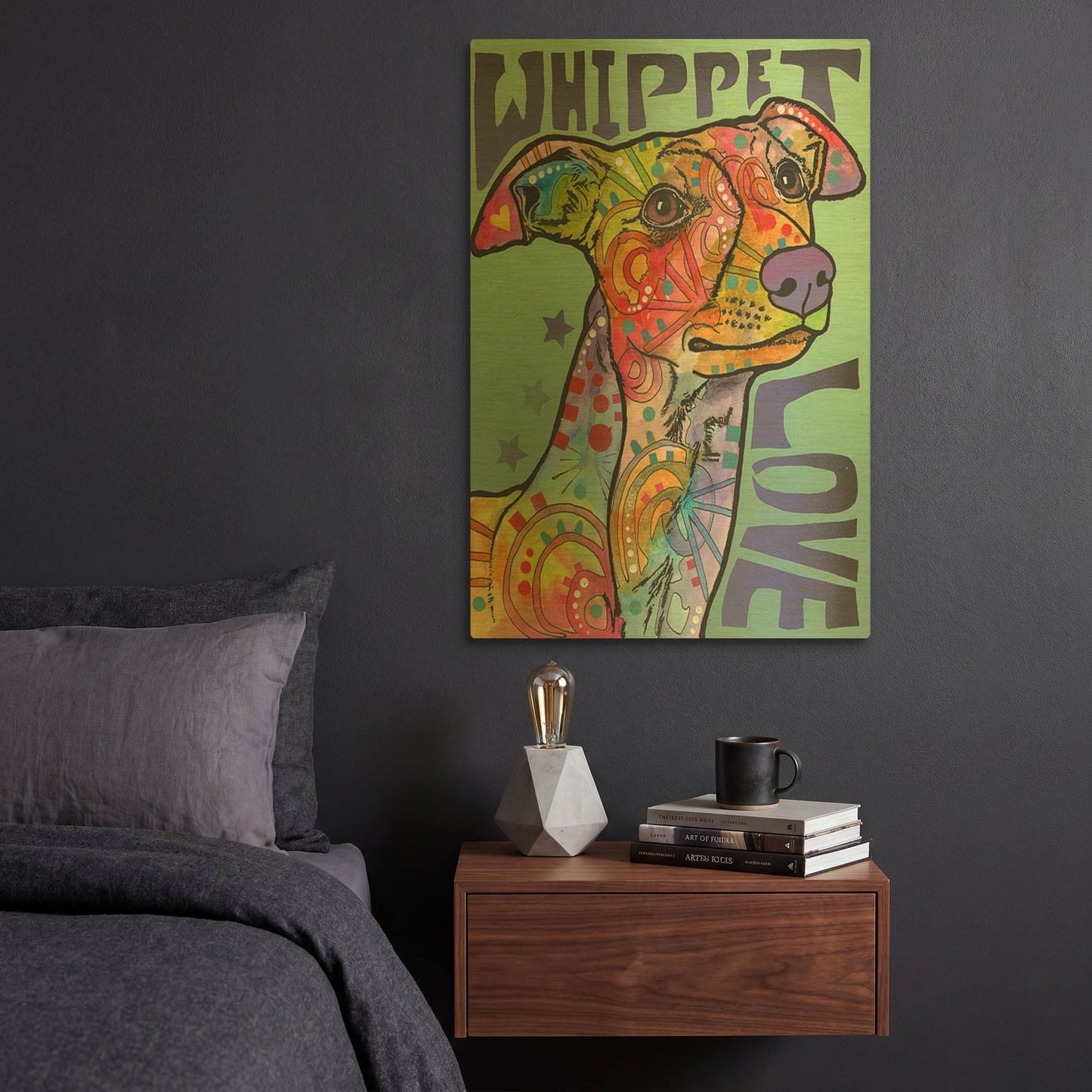 'Whippet Love' By Dean Russo Gold Metal Wall Art