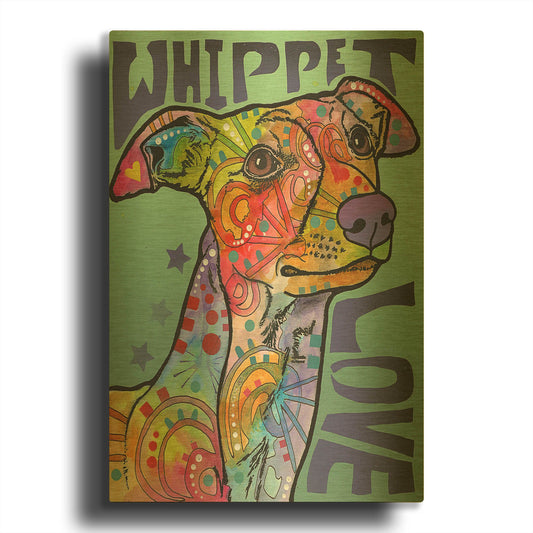 'Whippet Love' By Dean Russo Gold Metal Wall Art
